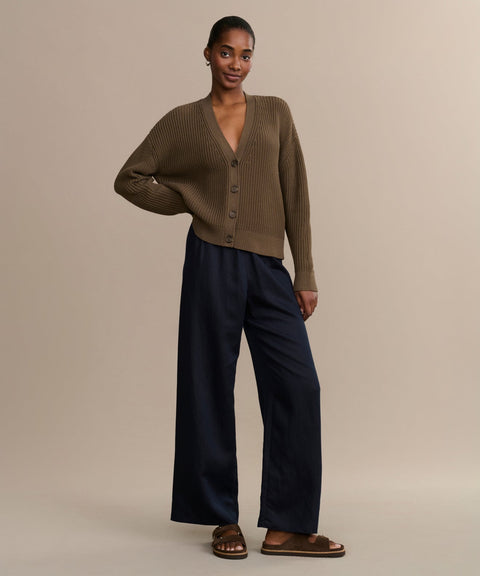 Cropped Cotton Cocoon Cardigan