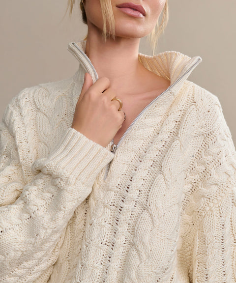 Cotton Cable Half Zip